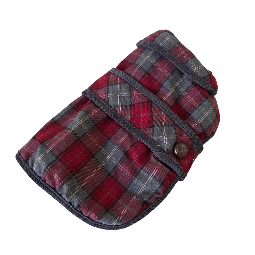 WAG n WOOF Red Gray Plaid Dog Coat Jacket with Fleece Lining Size Small